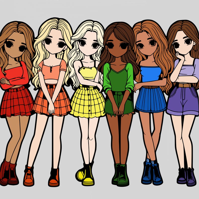 a group of girls realistic