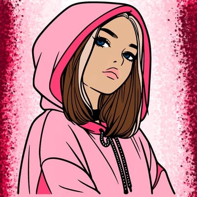 a realistic girl in a hoodie
