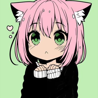 shy anime catgirl