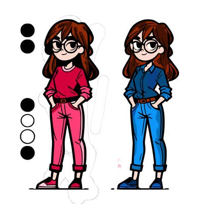 a girl with glasses wearing jeans and she is tall