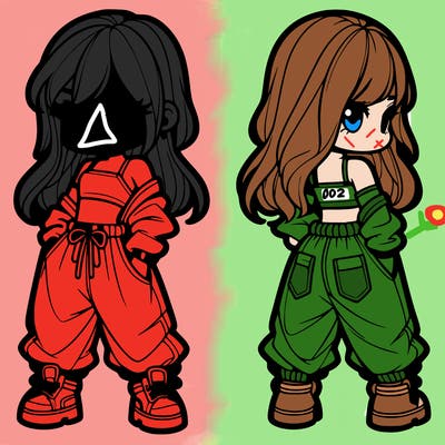 girl in crop top and baggy pants