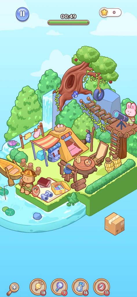 A cute and cozy camping site with a tent and characters in Room Decor Lovely Home