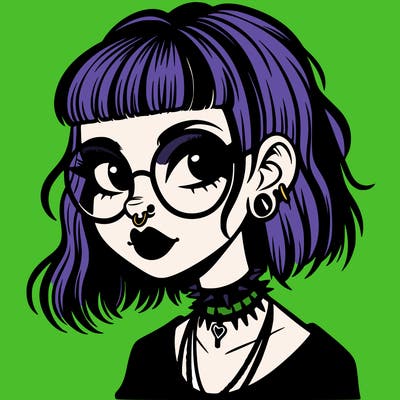 gothic girl with a mullet and glasses