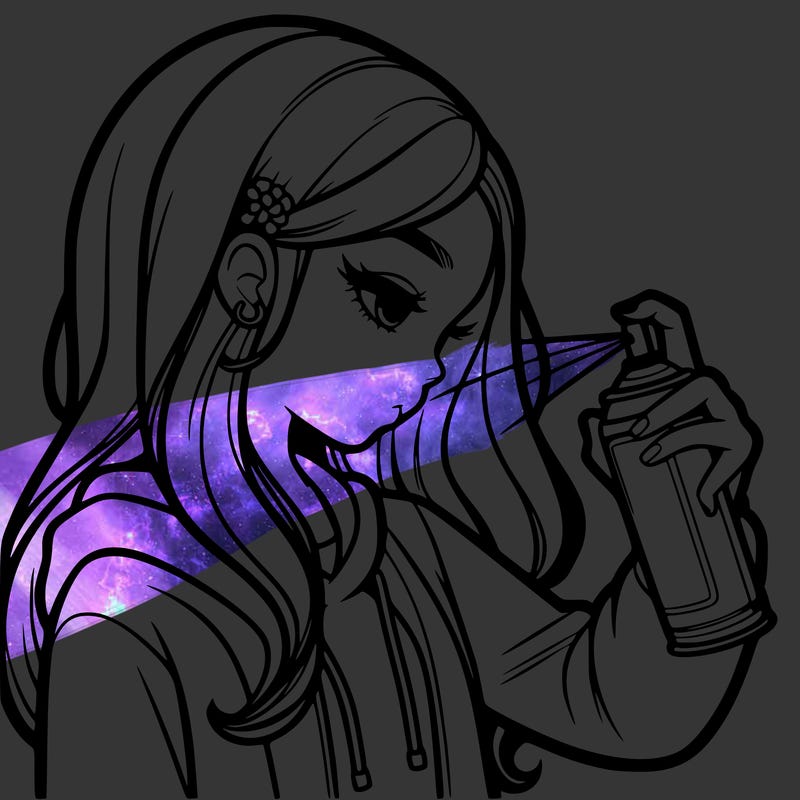 a realistic girl spray painting