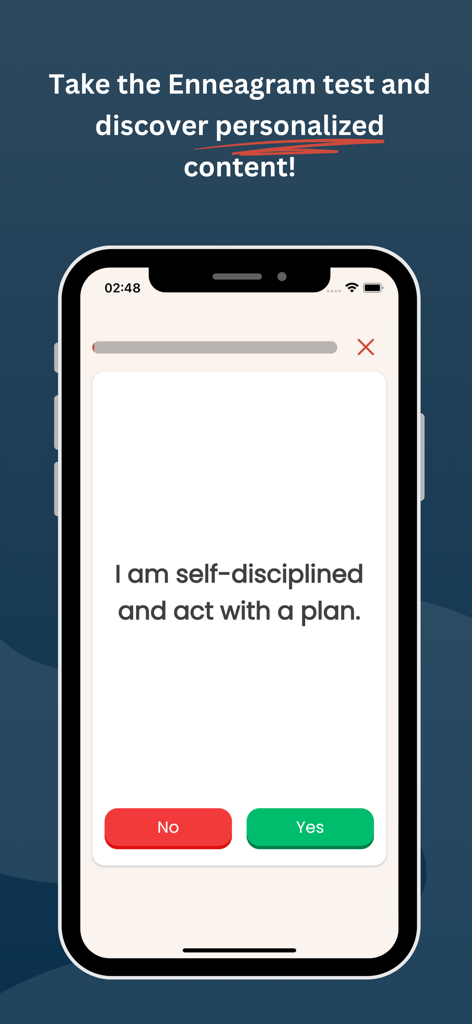 Enneagram Premium - Mobile screen displaying a personality test question from the Enneagram Premium app.