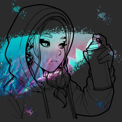 a realistic girl, spray painting