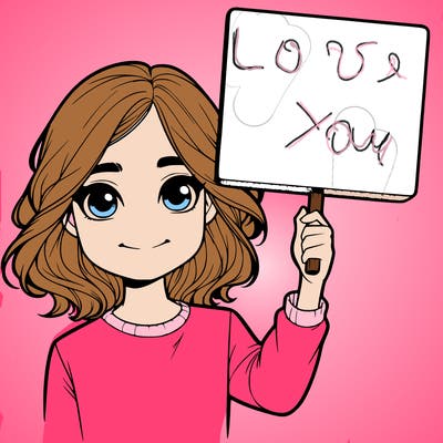 realistic girl holding up a sign