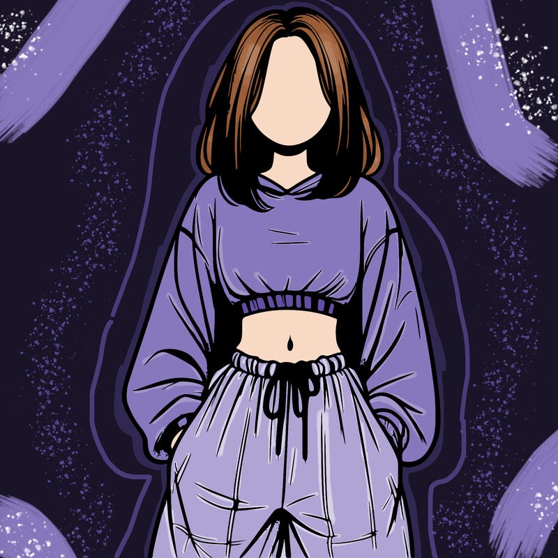 realistic girl faceless with baggy pants and a crop top