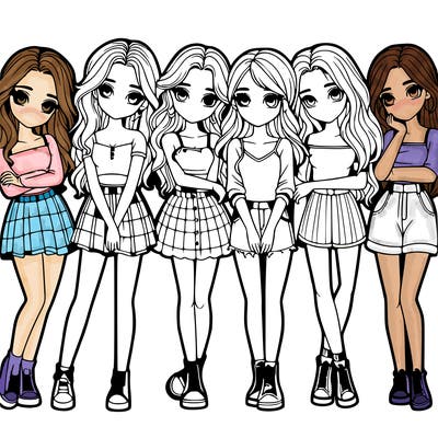a group of girls realistic