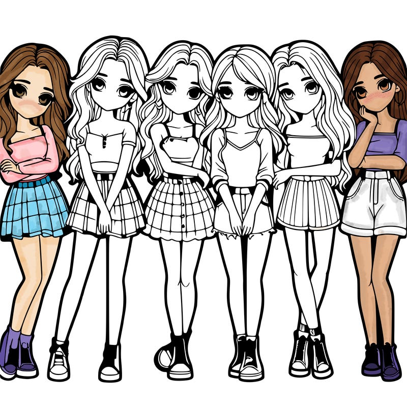 a group of girls realistic