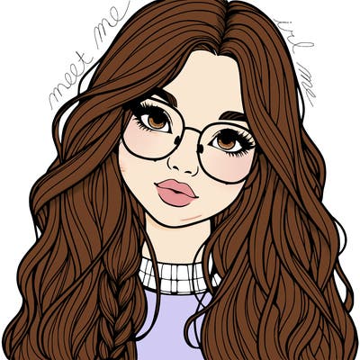 girl with long hair and freckles and glasses realistic