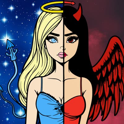 devil vs angel realistic girl