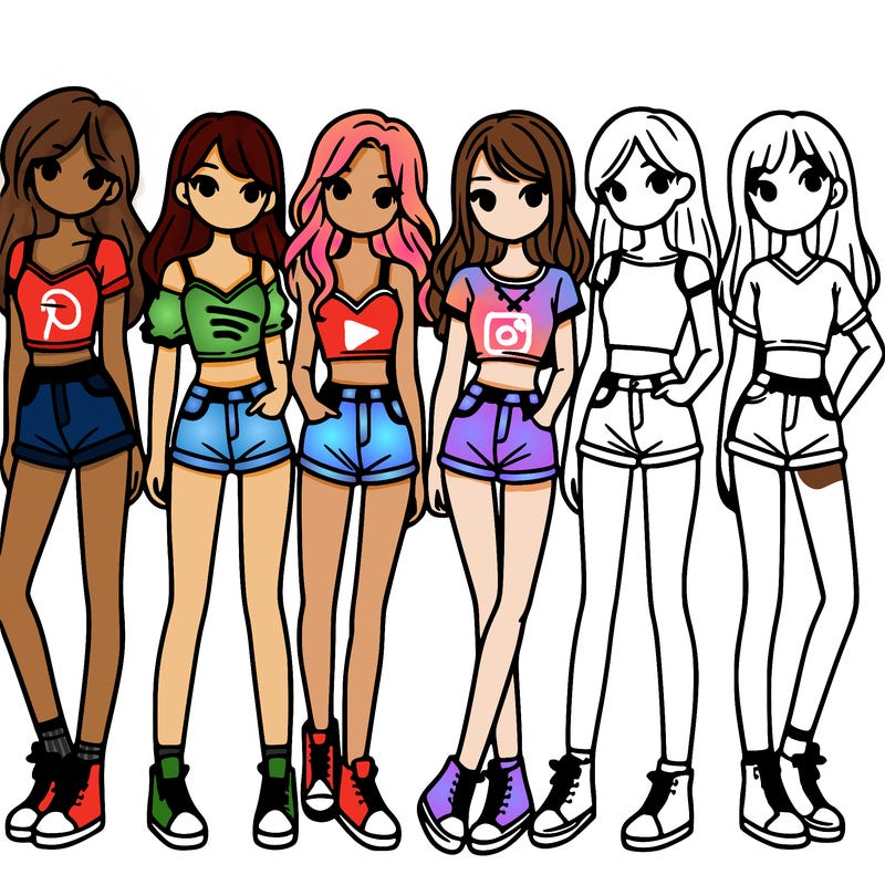 a group of girls wearing crop tops and shorts