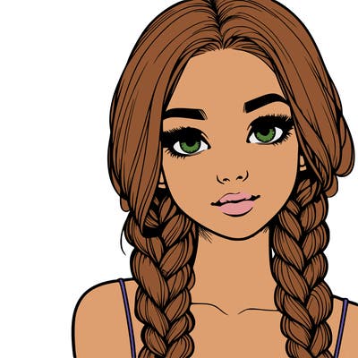 realistic girl with braids