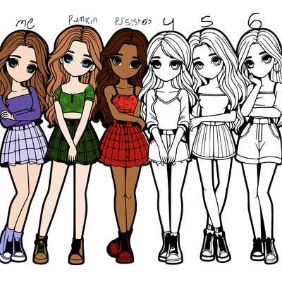 a group of girls realistic