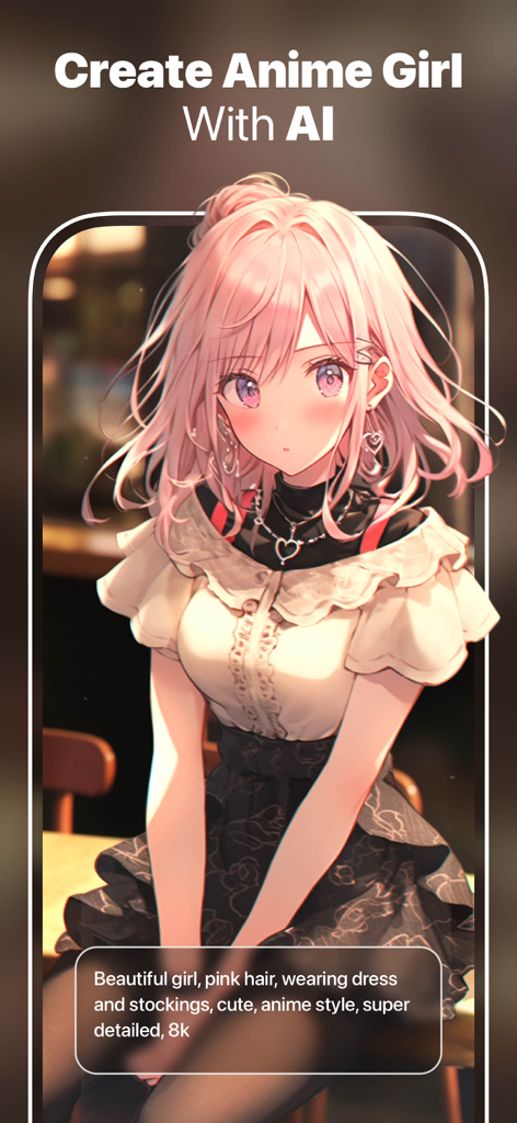 AI generated anime girl with pink hair and detailed outfit