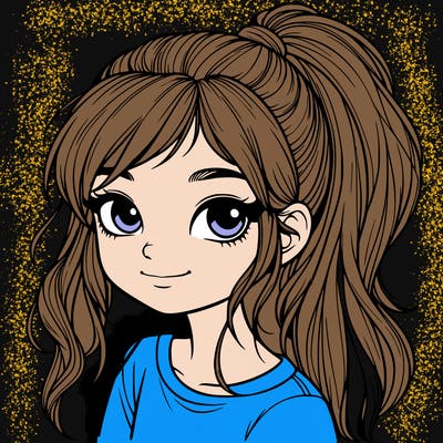 realistic girl with ponytail