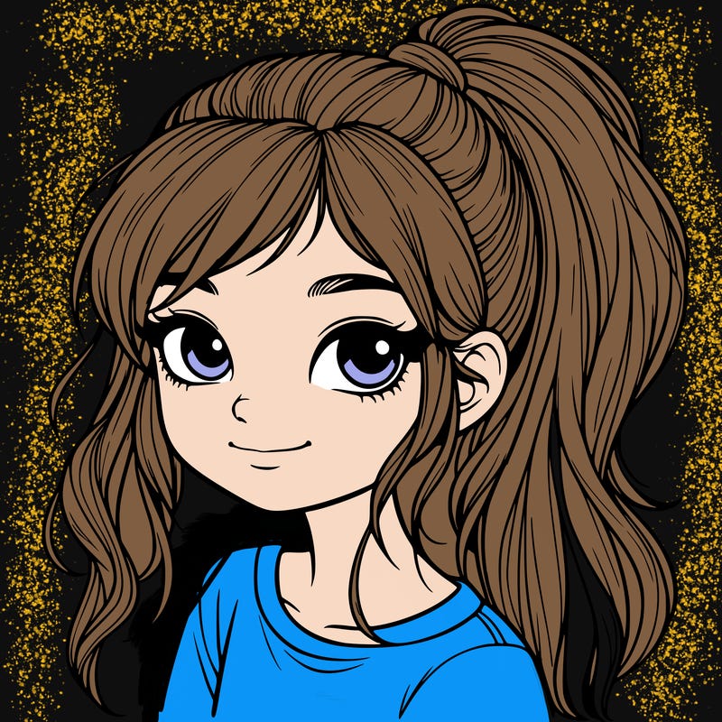 realistic girl with ponytail