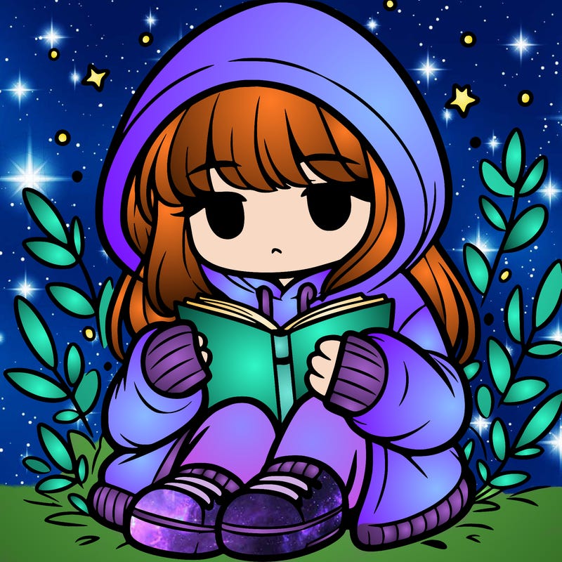 girl in oversized hoodie reading a book