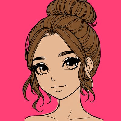 realistic pretty girl with hair in bun