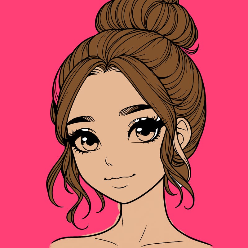 realistic pretty girl with hair in bun