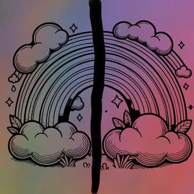 realistic rainbow and clouds