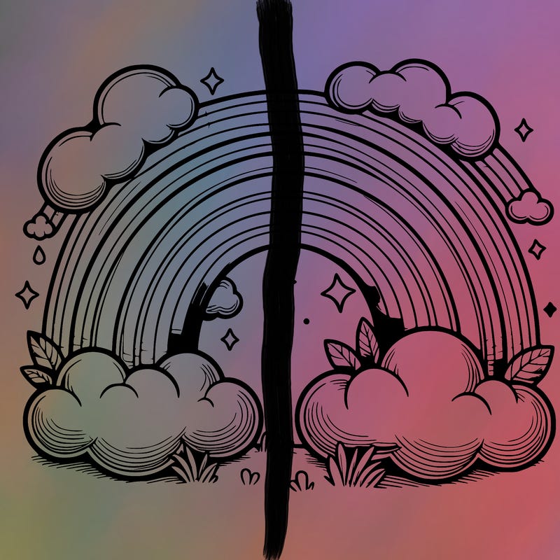 realistic rainbow and clouds