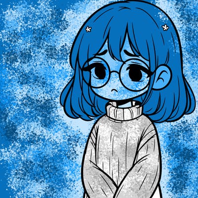sad girl with glasses in a sweater