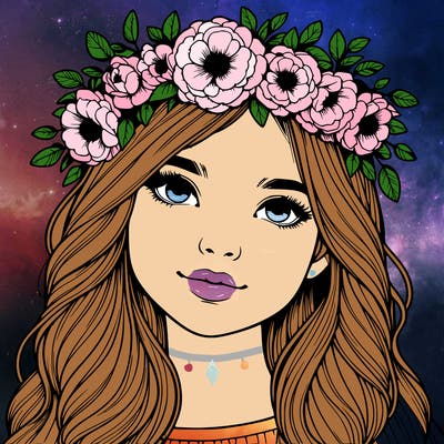 realistic girl with flower crown
