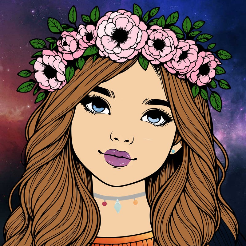 realistic girl with flower crown