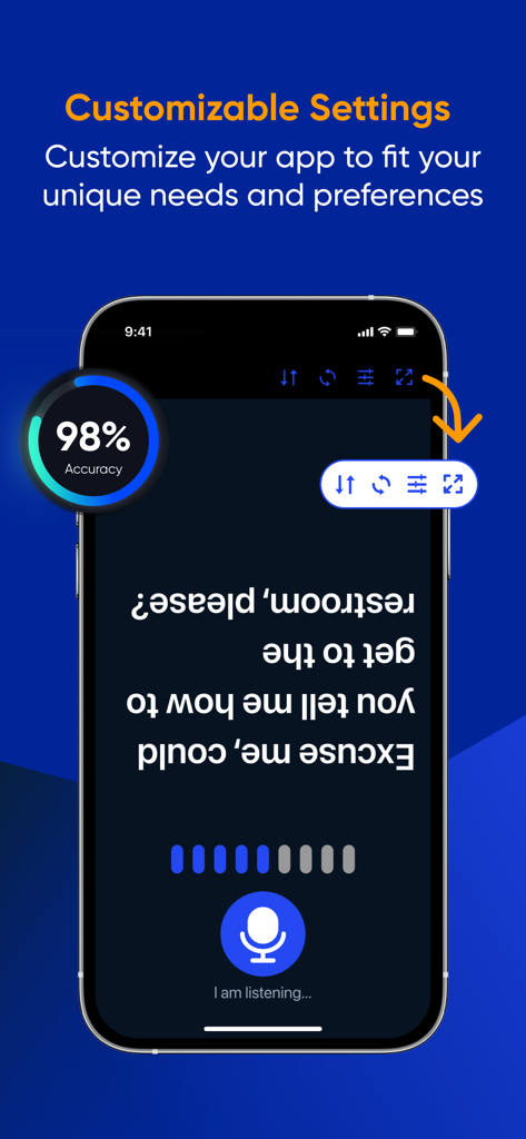 Deaf Transcribe:Speech to Text - Deaf Transcribe app interface showing customizable settings and speech to text accuracy