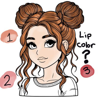 realistic girl with two buns in her hair