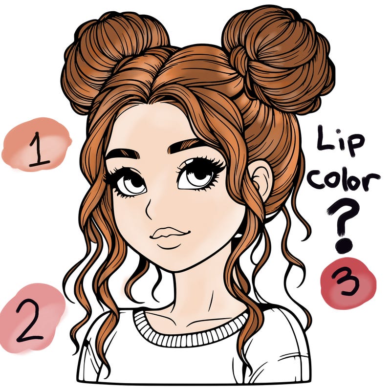 realistic girl with two buns in her hair