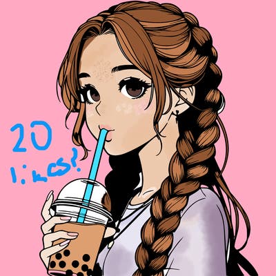 realistic girl with braided hair drinking boba