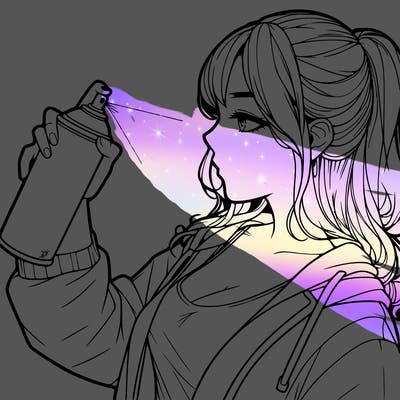 a realistic girl spray, painting