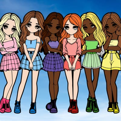a group of girls realistic