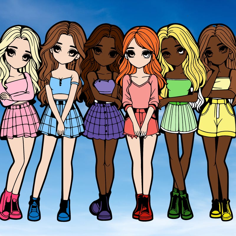a group of girls realistic