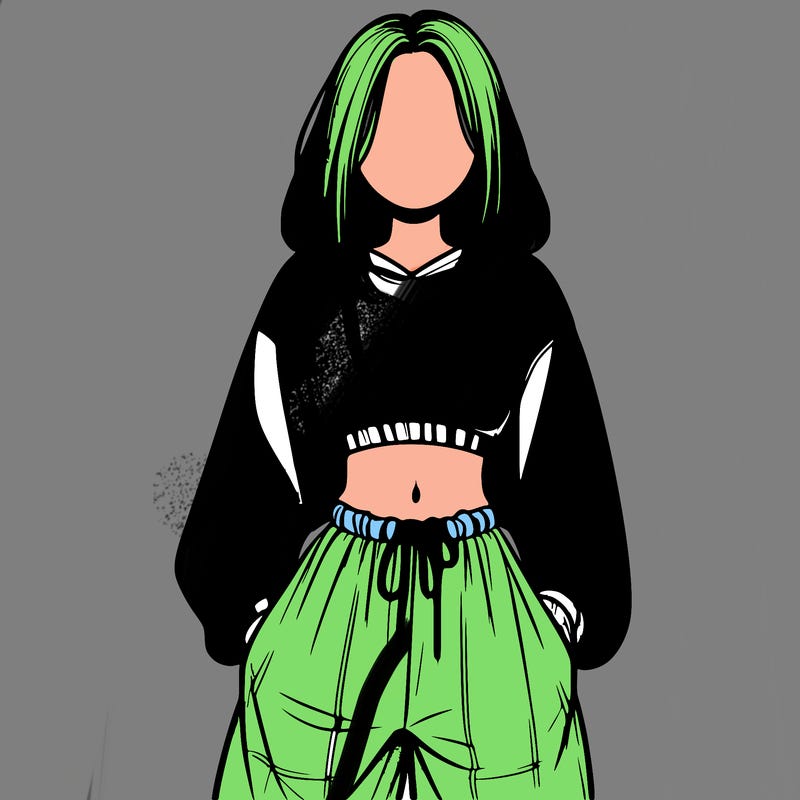 realistic girl faceless with baggy pants and a crop top