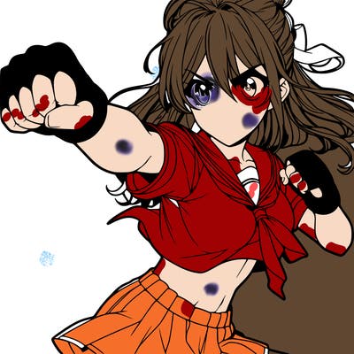 realistic anime girl fighting