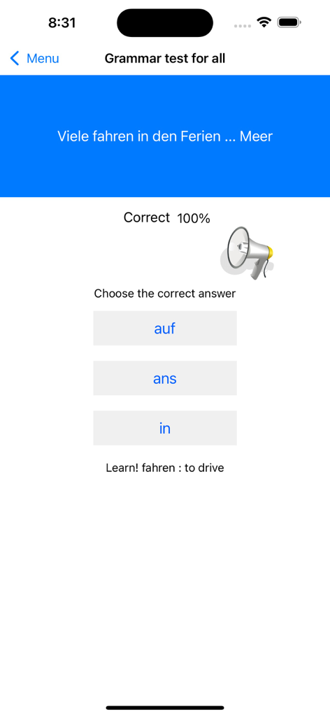 German exercises, test grammar - Education App | MWM