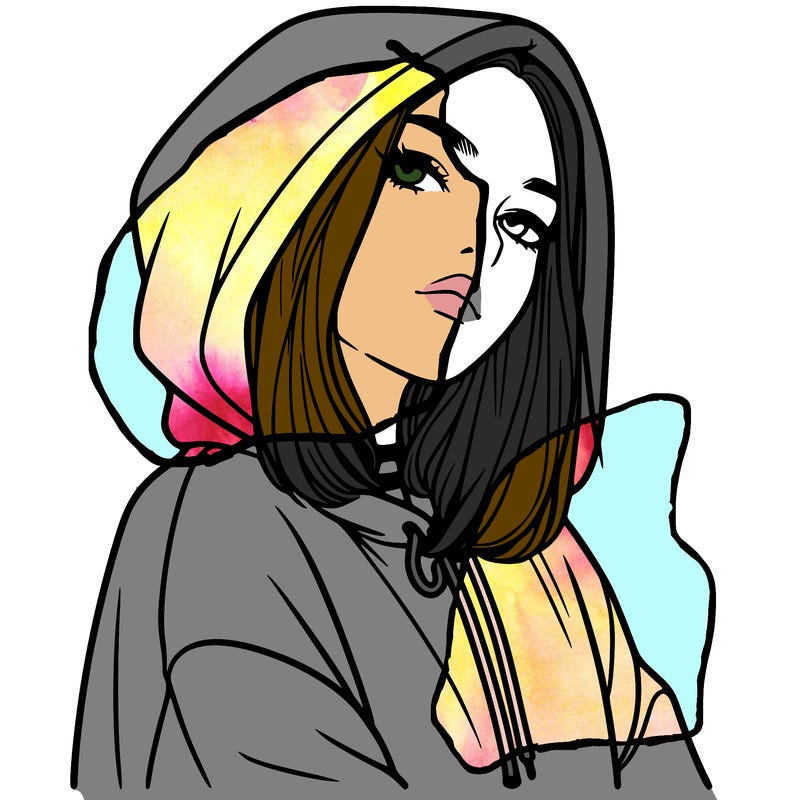 a realistic girl in a hoodie