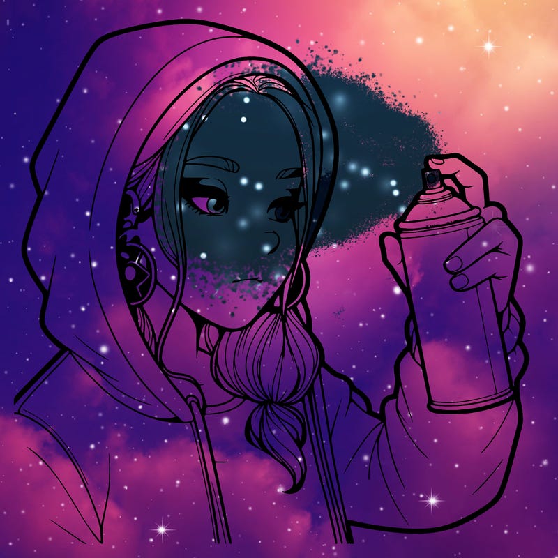 a realistic girl, spray painting