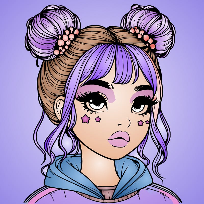 realistic girl with space buns