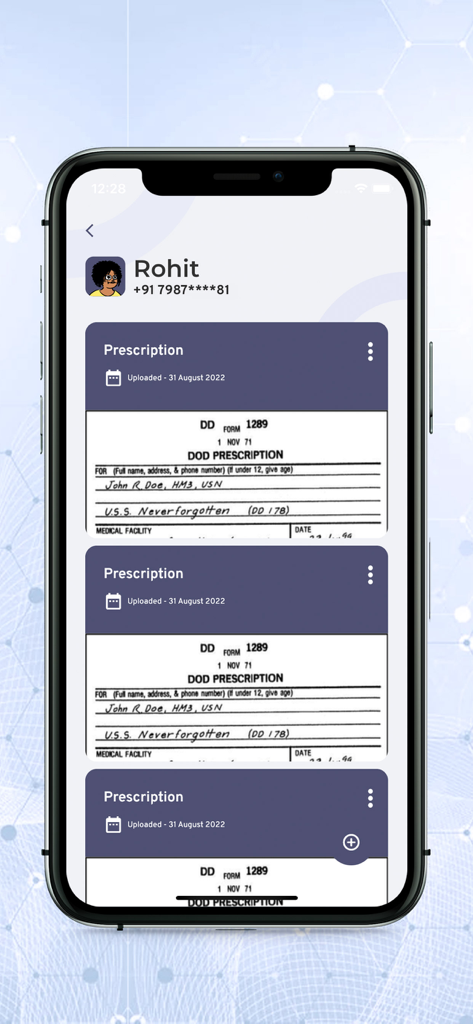 Healic for Doctors - Digital patient registry screen in the Healic for Doctors app displaying uploaded prescriptions