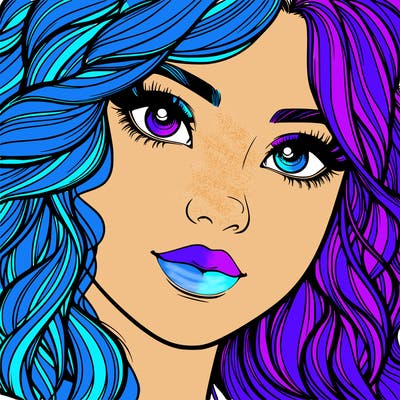 beautiful realistic girl close up to the camera with wavy hair,