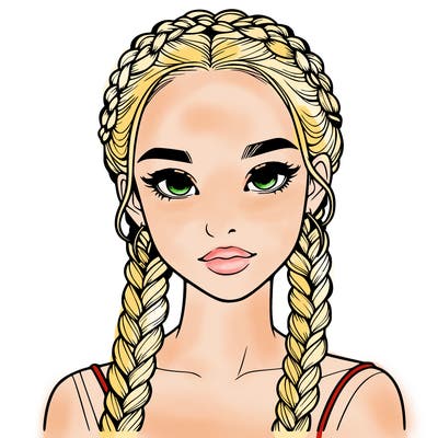 realistic girl with braids