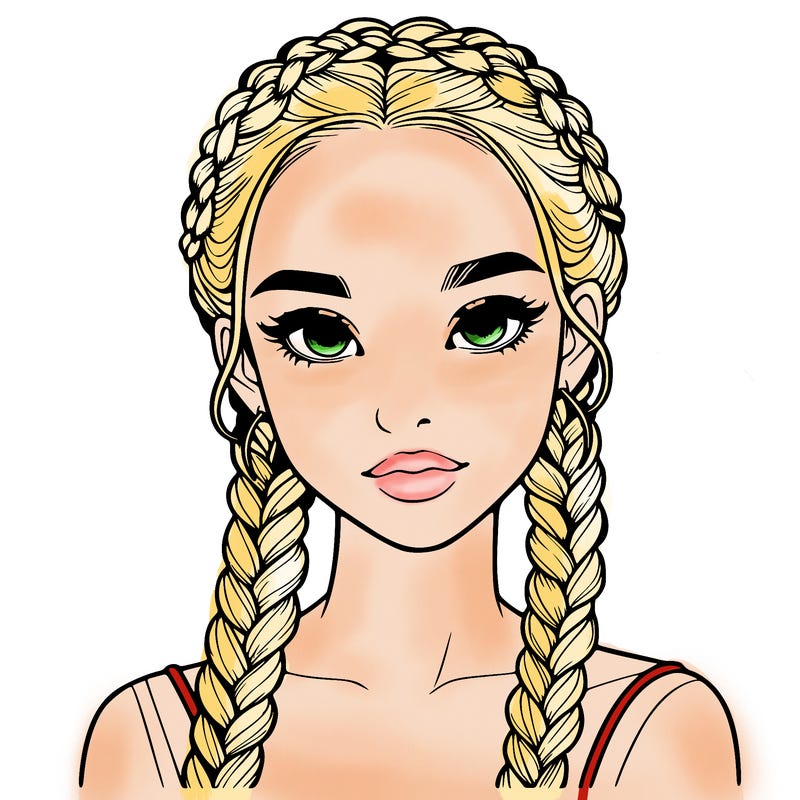 realistic girl with braids