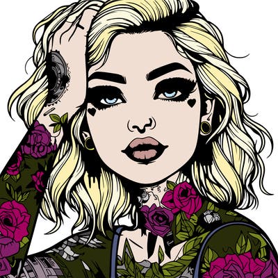 realistic girl with tattoos all over