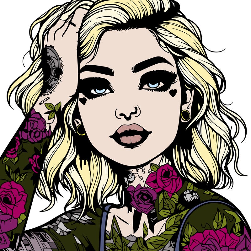 realistic girl with tattoos all over