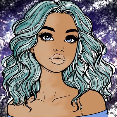 realistic girl with wavy hair and lips